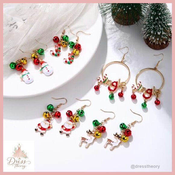 Festive Hoop Earrings with Jingle Bells and Light Bulb Charms - Picture 6 of 6